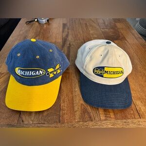 Lot of 2 Vintage 90s Michigan Wolverines Strapback Hats by Twins Enterprise